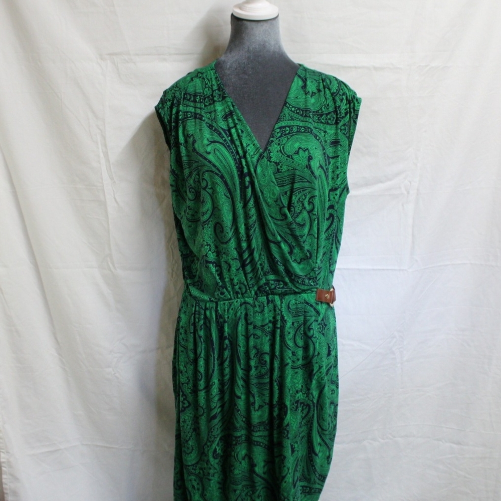MICHAEL Michael Kors Green Sleeveless Wrap Midi Dress